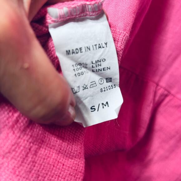 Splendid Iris Tunic Blouse Pink Linen Bell Sleeve Button Beachy Coastal S/M - Picture 6 of 6